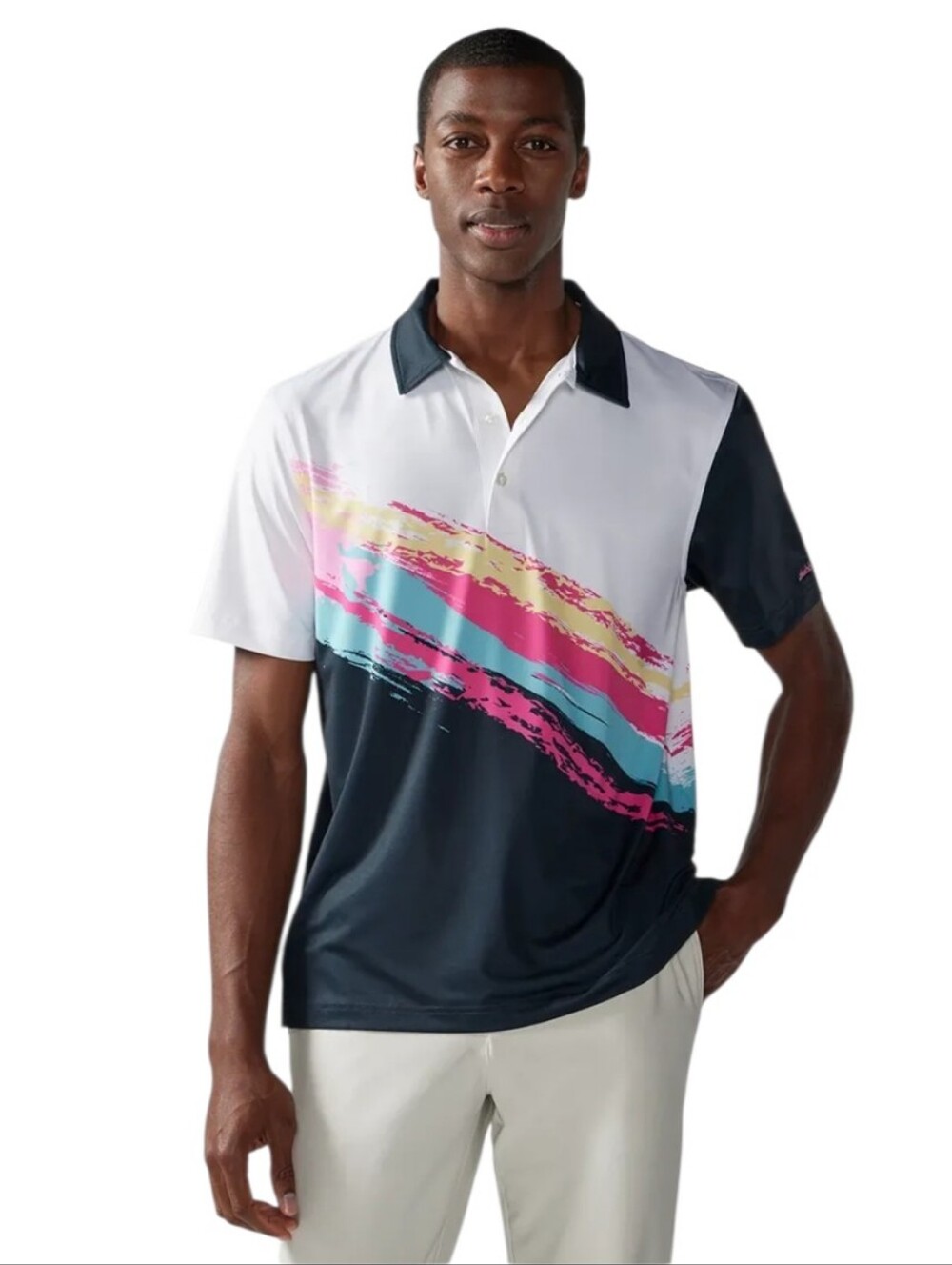 Chubbies The Tennis Champ Black Brushed Performance Polo Mens Size Large NWT